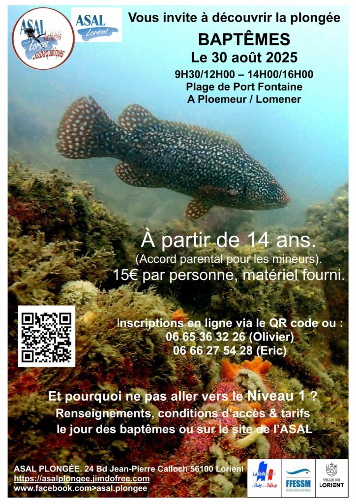 La section plongée organise des baptêmes de plongée